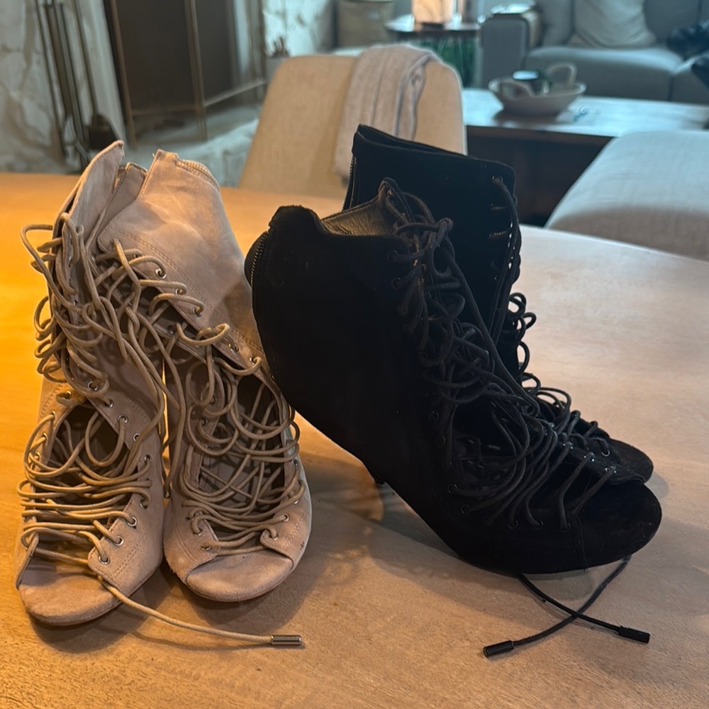 Stylish Black and Cream Women's Lace-Up Shoes